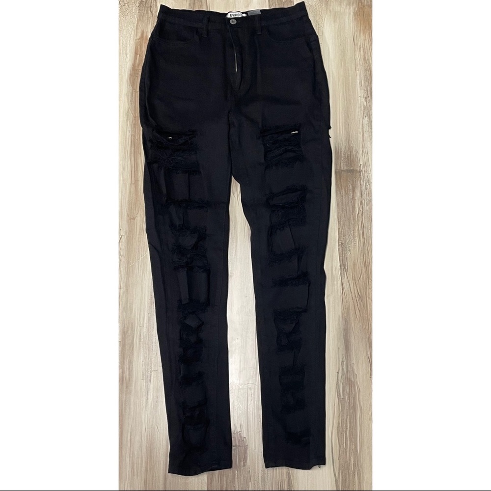 Aphrodite High-Rise Distressed Skinny Jeans Black Size 1X